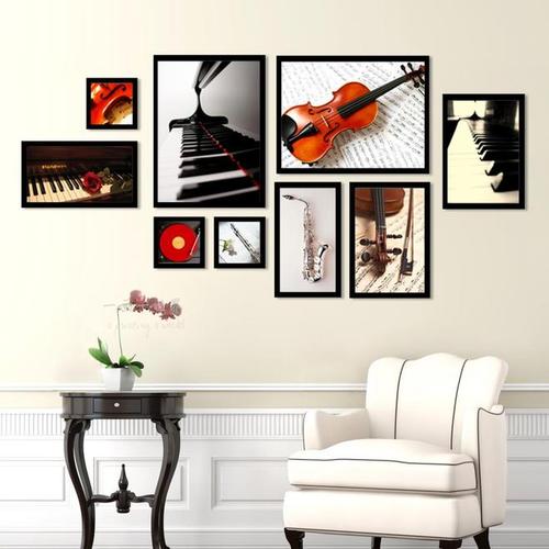钢琴乐器组合有框画琴房照片墙音乐装饰画现代挂画相框墙相片墙-淘宝